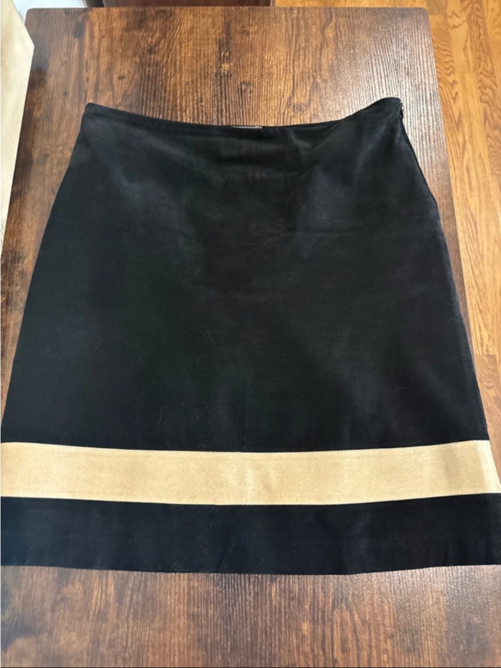 New Frontier Black Mini leather Skirt with Tan Band